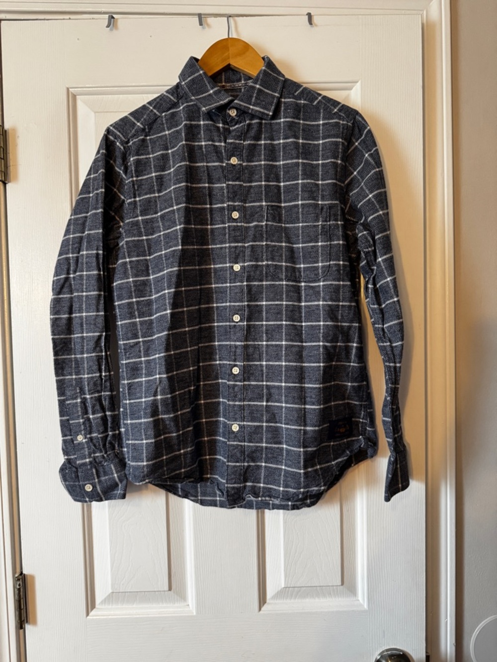 Scotch & Soda Men's Windowpane Button-Down Shirt Gray/White Small